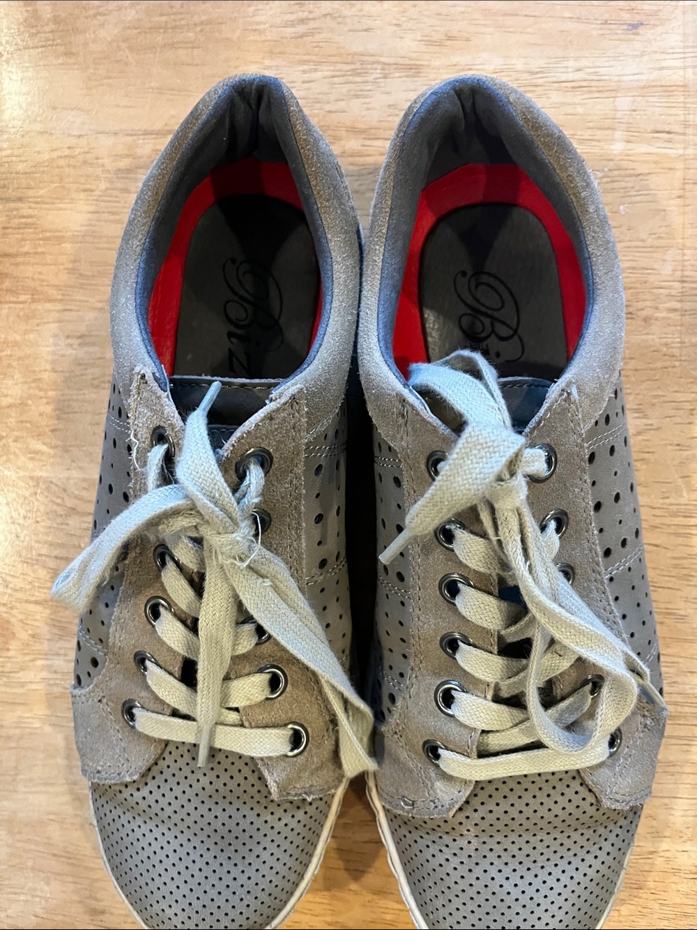 Women's Biza Taupe Casual Perforated Lace-Up Sneakers